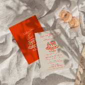 Moderne farbenfrohe handgezeichnete Kuchen Retro F Einladung