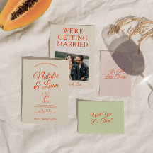 Moderne farbenfrohe handgezeichnete Retro-Hochzeit