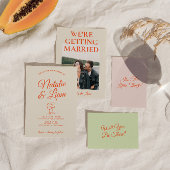 Moderne farbenfrohe handgezeichnete Retro-Hochzeit Einladung