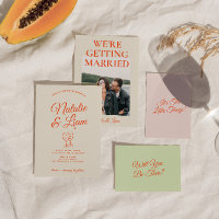 Moderne farbenfrohe handgezeichnete Retro-Hochzeit