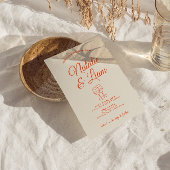 Moderne farbenfrohe handgezeichnete Retro-Hochzeit Einladung