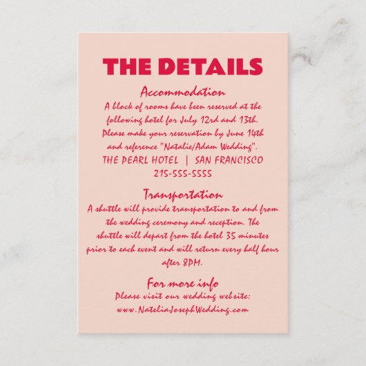 Moderne farbenfrohe, helle, einzigartige Hochzeits Begleitkarte (Vorderseite)