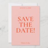 Moderne farbenfrohe helle Funky Bold Retro Wedding Save The Date (Vorderseite)