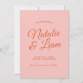Moderne farbenfrohe helle Funky Bold Retro Wedding Save The Date (Rückseite)