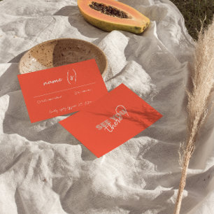 Moderne farbenfrohe helle Retro Funky Wedding Deta RSVP Karte