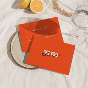 Moderne farbenfrohe helle Retro Funky Wedding Deta RSVP Karte