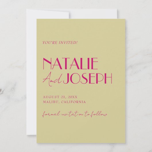 Moderne farbenfrohe, helle Retro-Hochzeit Save The Date (Rückseite)