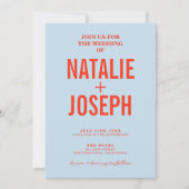 Moderne farbenfrohe, helle Retro muffige Hochzeit Einladung (Vorderseite)