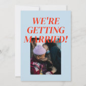 Moderne farbenfrohe, helle Retro muffige Hochzeit Einladung (Rückseite)