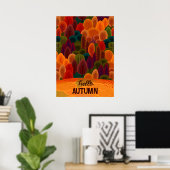 Moderne farbenfrohe Herbstbäume, Hallo Herbst Poster (Heimbüro)