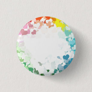 Moderne farbenfrohe Herzen Abstrakt Gelb Orange Bl Button