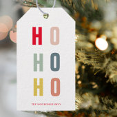 Moderne farbenfrohe Ho Ho Holidays Geschenkanhänger