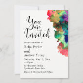 Moderne, farbenfrohe Hochzeit Einladung (Vorderseite)