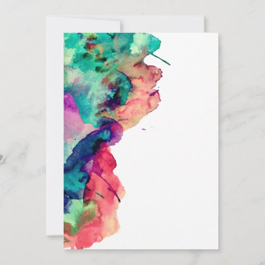 Moderne, farbenfrohe Hochzeit Einladung (Rückseite)