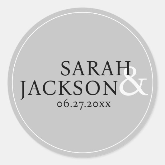 Moderne farbenfrohe Hochzeit mit einfachem Schrift Runder Aufkleber (Vorderseite)