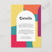 Moderne, farbenfrohe Hochzeitsdetails Begleitkarte (Vorderseite)