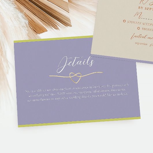 Moderne, farbenfrohe Hochzeitsdetails Begleitkarte