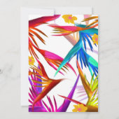 Moderne farbenfrohe Hochzeitsfeier mit tropischem  Einladung (Rückseite)