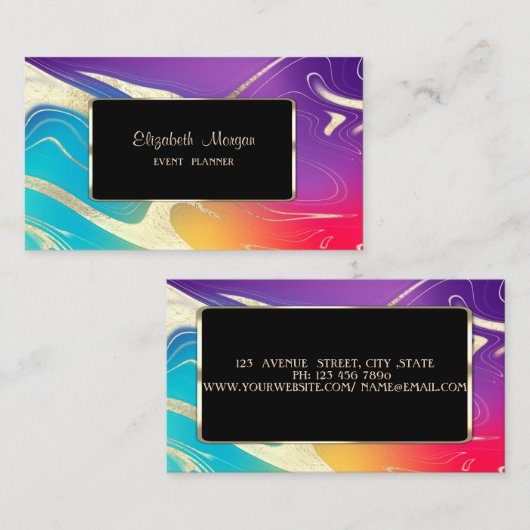 Moderne farbenfrohe holografische Gold-Touch Visitenkarte (Vorne/Hinten)