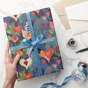 Moderne farbenfrohe I Love You-Herzen Struktur Geschenkpapier