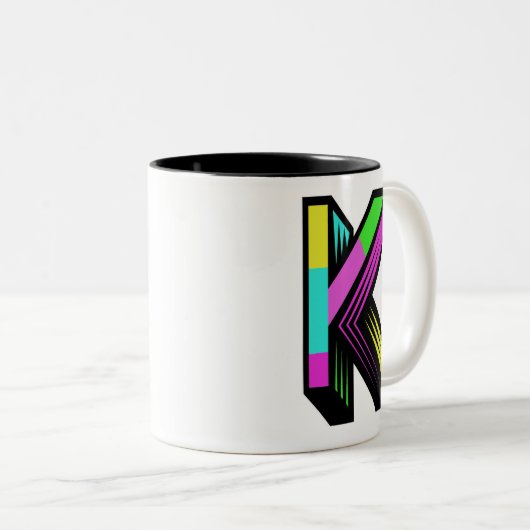 Moderne farbenfrohe Initial K Tasse (VorderseiteRechts)