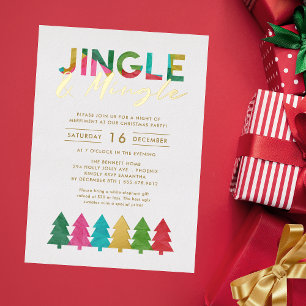 Moderne farbenfrohe Jingle- und Mingle-Weihnachtsf Folieneinladung