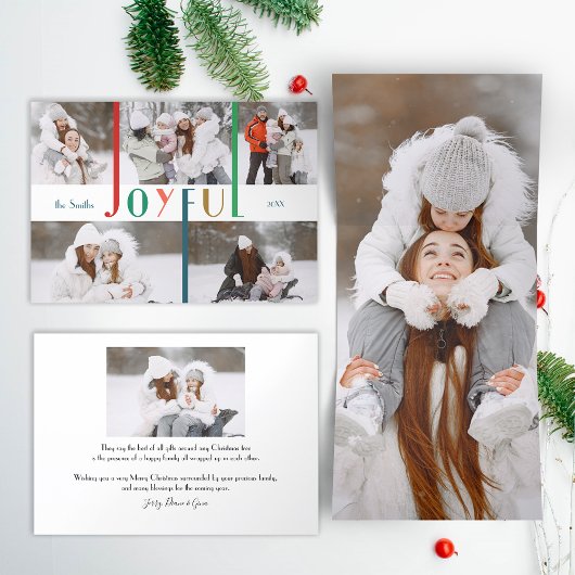 Moderne farbenfrohe Joyful Typografie 5-Foto Dreifach Gefaltete Urlaubskarte