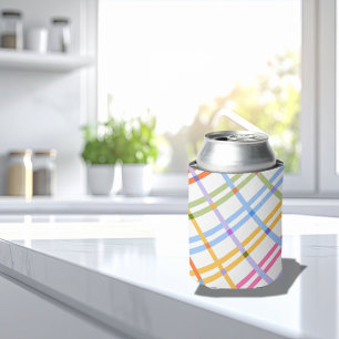 Moderne farbenfrohe Karo-Baby-Shower-Themene Dosenkühler