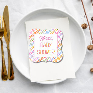 Moderne farbenfrohe Karo-Baby-Shower-Themeneinladu Untersetzer