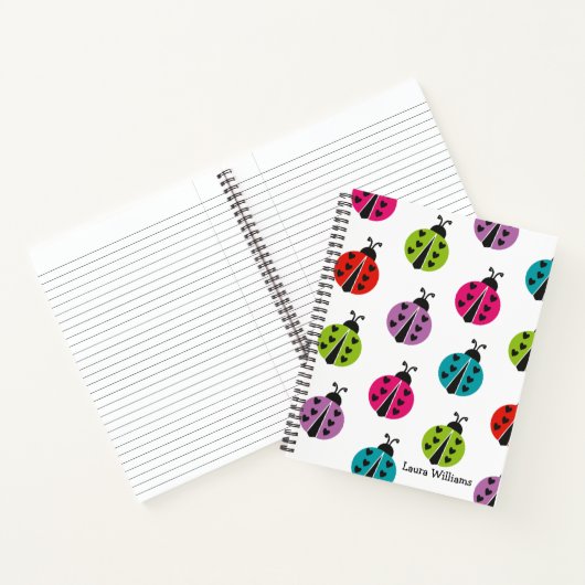 Moderne farbenfrohe Ladybug Personalisiert Notizblock (Innenseite)