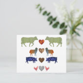 Moderne farbenfrohe Landtiere Herz-Silhouette Postkarte (Stehend Vorderseite)
