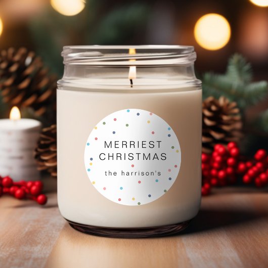 Moderne farbenfrohe Lichter Frohe Weihnachten Runder Aufkleber