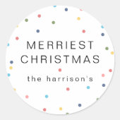 Moderne farbenfrohe Lichter Frohe Weihnachten Runder Aufkleber (Vorderseite)