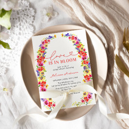 Moderne farbenfrohe Liebe mit Blumen im Brautparty Einladung
