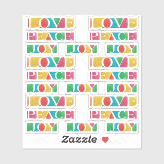 MODERNE farbenfrohe LIEBE PEACE JOY CHRISTMAS Aufkleber (Blatt)