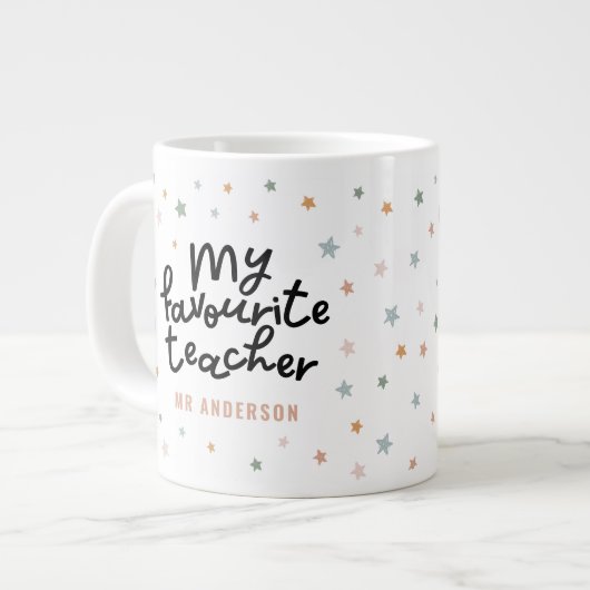 Moderne farbenfrohe Lieblings-Lehrer-Star-Geschenk Jumbo-Tasse (Vorderseite Links)