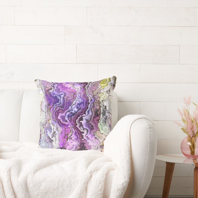 Moderne, farbenfrohe, Lila blaugelbe Farbe Kissen (Liege)