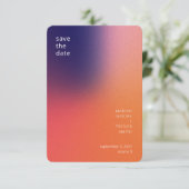 Moderne farbenfrohe Lila Orangenhochzeit Save The Date (Stehend Vorderseite)