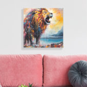 Moderne, farbenfrohe Löwenkunst Leinwanddruck (Insitu (Wohnzimmer))