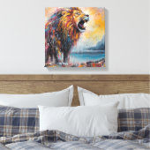 Moderne, farbenfrohe Löwenkunst Leinwanddruck (Insitu (Schlafzimmer))