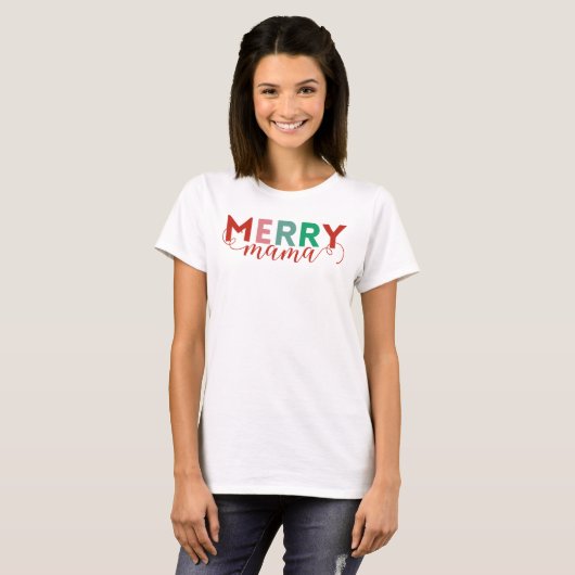 Moderne farbenfrohe Merry Mama Festivals Familie M T-Shirt (Vorne ganz)