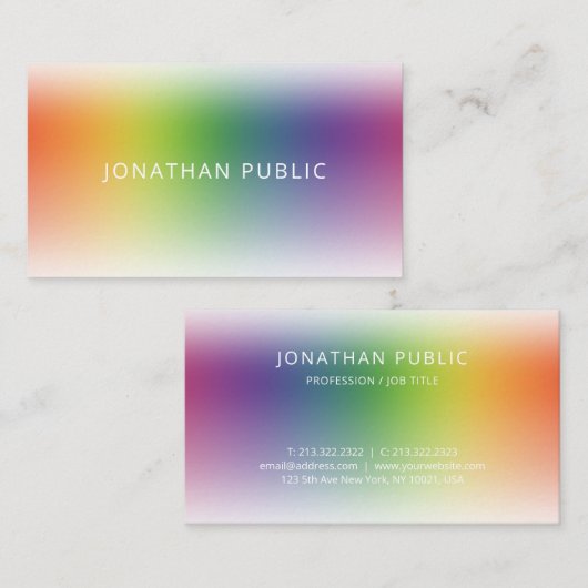 Moderne farbenfrohe minimalistische Elegant-Vorlag Visitenkarte (Vorne/Hinten)