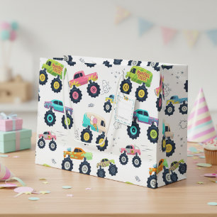 Moderne, farbenfrohe Monster Car Trucks Große Geschenktüte