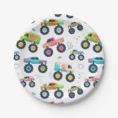 Moderne, farbenfrohe Monster Car Trucks Pappteller (Vorderseite)