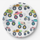 Moderne, farbenfrohe Monster Car Trucks Pappteller (Vorderseite)