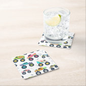 Moderne, farbenfrohe Monster Car Trucks Rechteckiger Pappuntersetzer (Vor Ort)