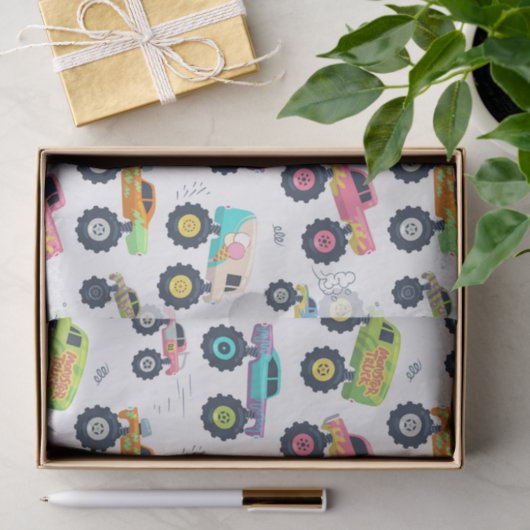 Moderne, farbenfrohe Monster Car Trucks Seidenpapier (Geschenk)