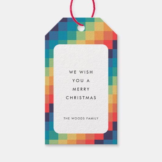 Moderne farbenfrohe Mosaik Frohe Weihnachten Geschenkanhänger (Vorderseite)