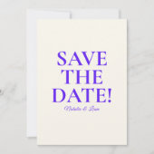 Moderne farbenfrohe, muffige Retro-Hochzeit Save The Date (Vorderseite)