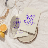Moderne farbenfrohe, muffige Retro-Hochzeit Save The Date